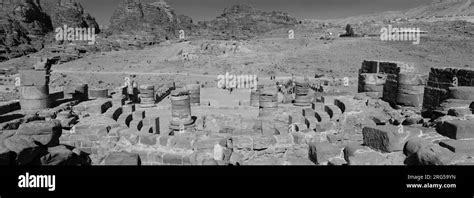 View Over The Great Temple Petra City Unesco World Heritage Site