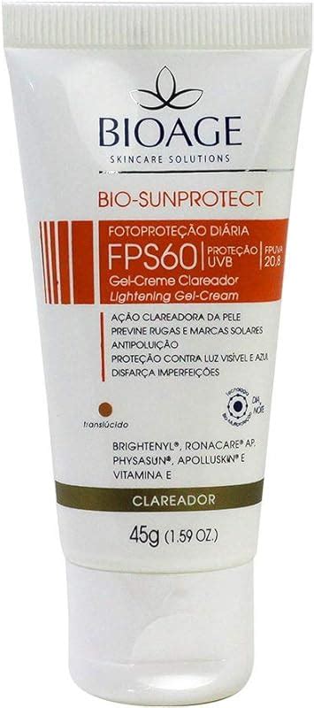 Bioage Bio Sunprotect Protetor Solar Translúcido Clareador FPS 60 45g