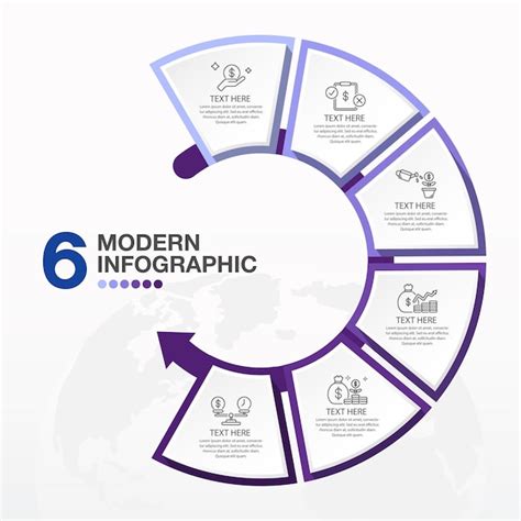 Modèle D infographie En Cercle Bleu Avec Un Processus En 6 étapes Ou Un