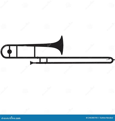 Trombone Icon On White Background Black Silhouette Of Trombone Sign A