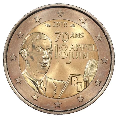 FRANCE 2 EUROS 2010 commémorative Appel du 18 juin Général De Gaulle