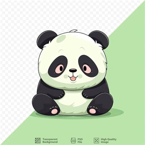 Una Caricatura De Un Oso Panda Sentado Sobre Un Fondo Verde Con Un