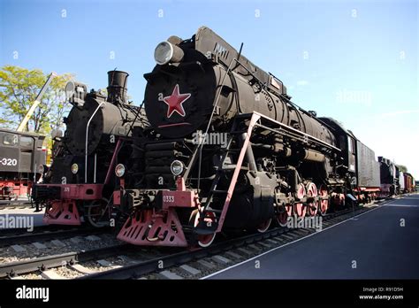 Novosibirsk Russia July 20 2018 Vintage Steam Locomotive Open Air