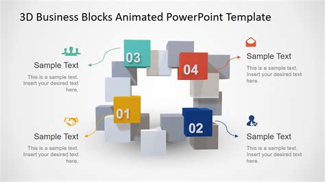 Animated 3D Square Connected Block PowerPoint Templates - SlideModel