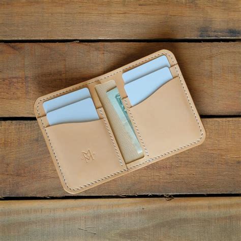 Natural Leather Minimalist Wallet Leather Card Holder Slim Etsy Dark