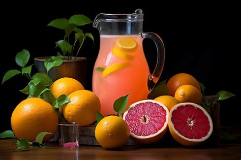 Premium Ai Image Citrus Sunrise Infusion Homemade Fruit Juice