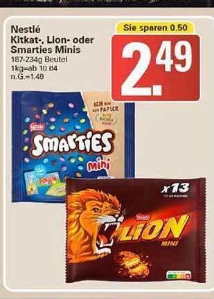 Nestlé kitkat lion oder smarties minis Angebot bei WEZ