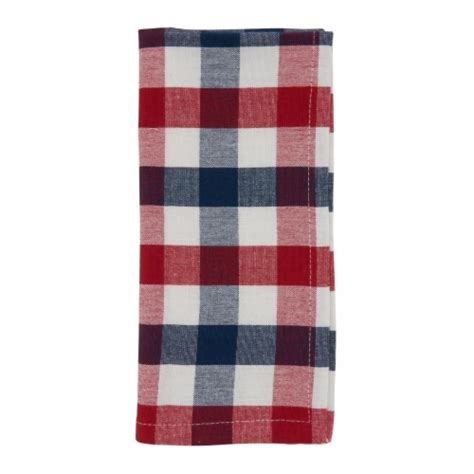 Saro Lifestyle 20 In Square Cotton Table Napkins With Gingham Check