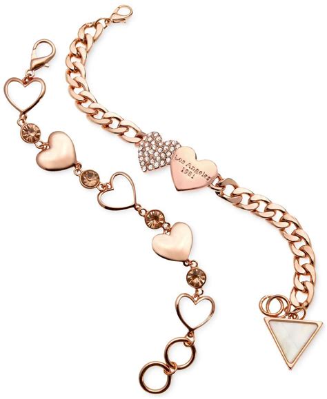 GUESS Heart Charm Bracelet Set & Reviews - Fashion Jewelry - Jewelry ...