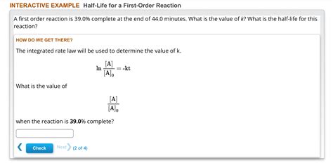 Solved INTERACTIVE EXAMPLE Half-Life for a First-Order | Chegg.com