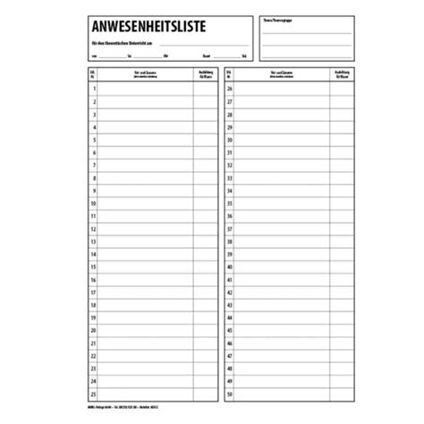 Mitgliederversammlung Anwesenheitsliste