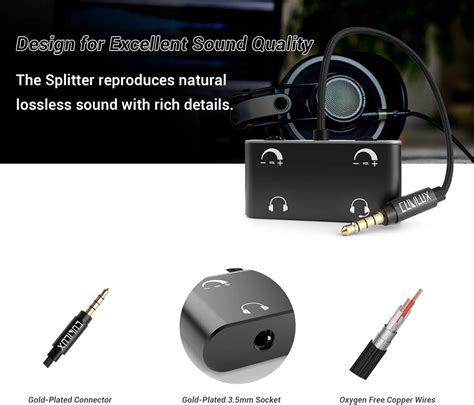 Cubilux Mm Dual Headphone Splitter Volume Control Compatible With