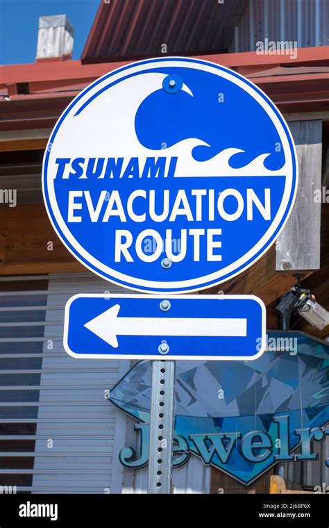 Tsunami Evacuation Route Road Sign Ketchikan Alaska Emergency