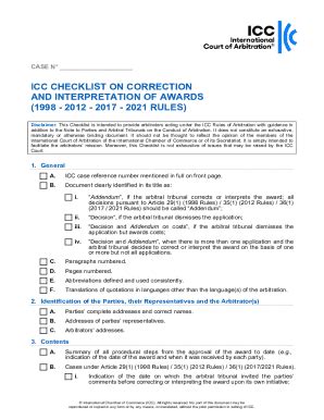 Fillable Online ICC Checklist On Correction And Interpretation Of