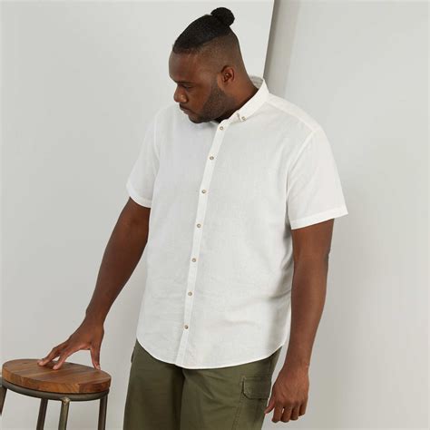 Chemise Lin Et Coton Grande Taille Homme Blanc Kiabi