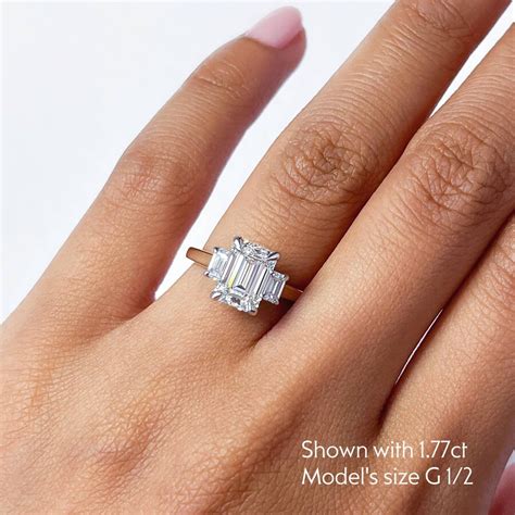 Emerald Cut Trilogy Engagement Rings Online