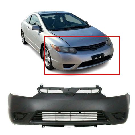 Primed Front Bumper Cover Fascia For 2006 2008 Honda Civic Coupe DX G