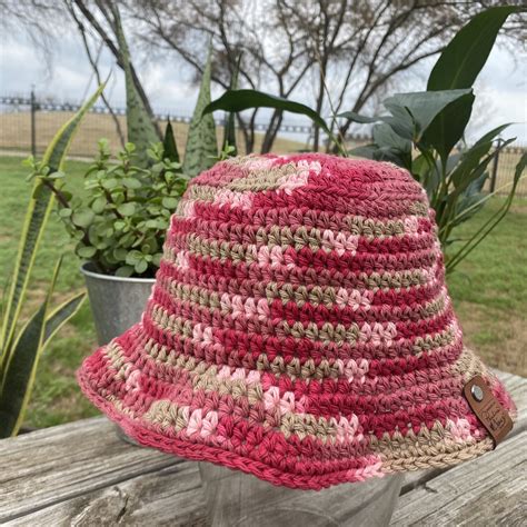 Crochet Bucket Hat Pink Rush