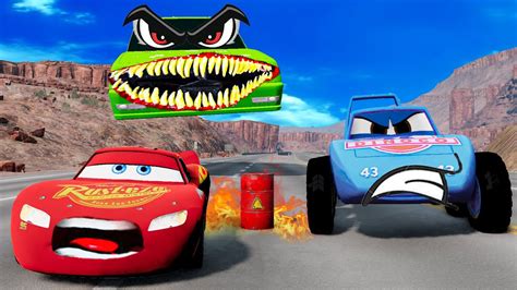 Angry Big Chick Hicks Eater Zombie Vs Lightning Mcqueen And King Dinoco