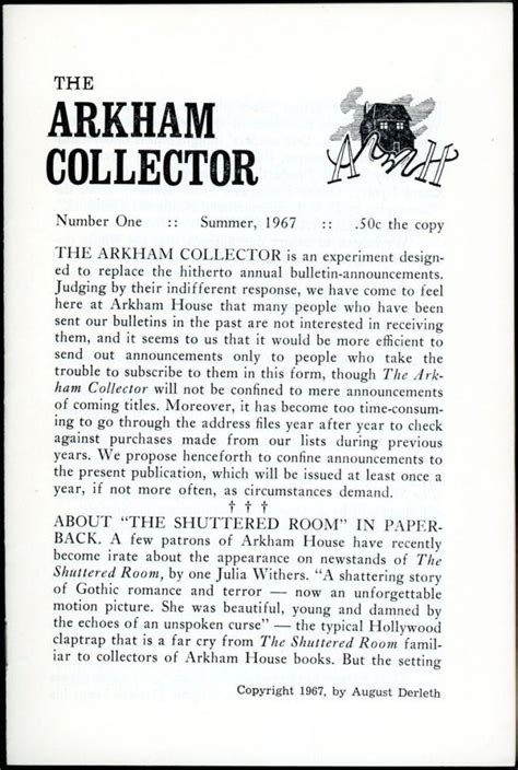 The Arkham Collector The Hp Lovecraft Wiki Fandom