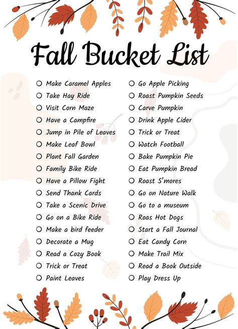 Ultimate Fall Bucket List Free Google Docs Template In Fall