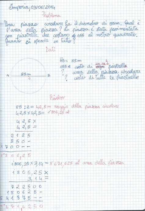 Didattica Matematica Scuola Primaria L Area Del Cerchio Classe