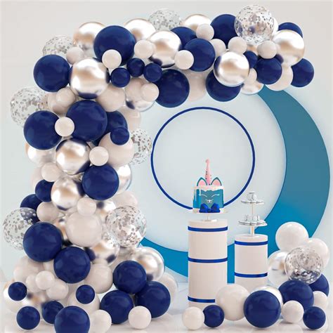 Arco Palloncini Blu Pezzi Arco Per Palloncini Argento Bianchi Per