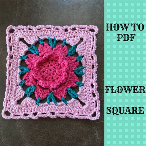 Crochet Pattern, Crochet Flower Pattern, Crochet Square Motif Pattern ...