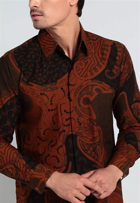 Jual Batik Kedu Kemeja Katun Motif Satu Hati Original Zalora