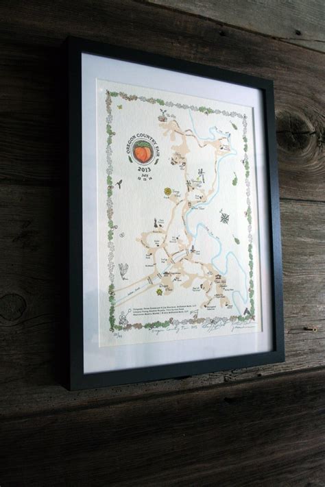 Limited Edition Letterpress Art Print - "Oregon Country Fair - 2013" Map - Twin Ravens Press