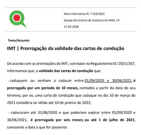 Imt Prorroga O Da Validade Das Cartas De Condu O Junta De