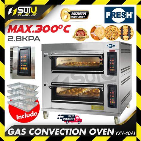 100 ORIGINAL FRESH YXY 40AI 2 Layer 4 Tray Gas Convection Oven With