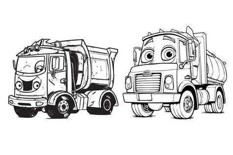 Free Vector | Hand drawn cute garbage truck cartoon character set