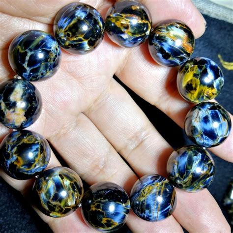 18mm Natural Genuine Blue Brown Fire Pietersite Beads Bracelet High