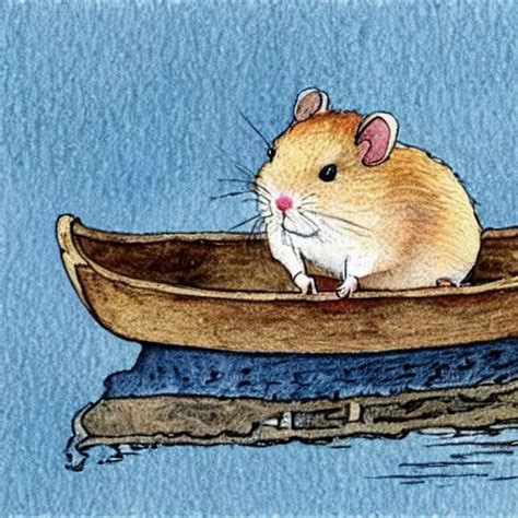 A Watercolor Painting Of A Hamster In A Boat By Stable Diffusion