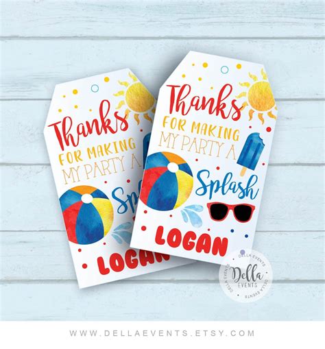 Pool Party Favor Tags Swimming Party Swim Printable Hanging Etsy