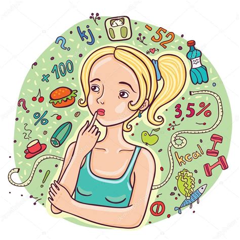 Diet Girl Illustration — Stock Vector © Apolinarias 57295911