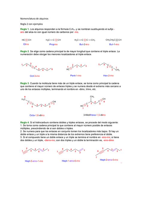 Nomenclatura De Alquinos Nomenclatura De Alquinos Regla 2 Con