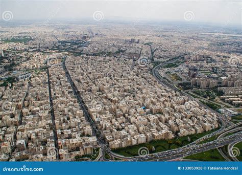 Draufsicht Von Iranischer Hauptstadt Teheran Stockfoto Bild Von Asien