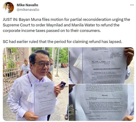 Sc Urged To Order Refund Of Maynilad Manila Water Income Taxes Passed