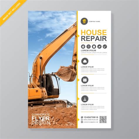 Premium Vector Excavator Or Dozer Flyer Design Template