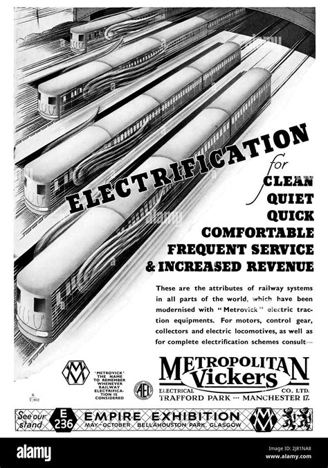 A 1938 vintage advert for Metropolitan Vickers electric railway trains ...