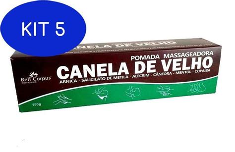 Kit 5 Pomada Massageadora Canela de Velho Bell Corpus 150g Cosméticos