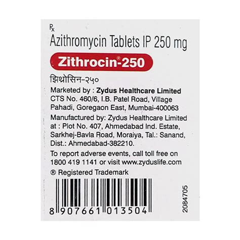 Buy ZITHROCIN 250 Tablet 5 S Online At Upto 25 OFF Netmeds