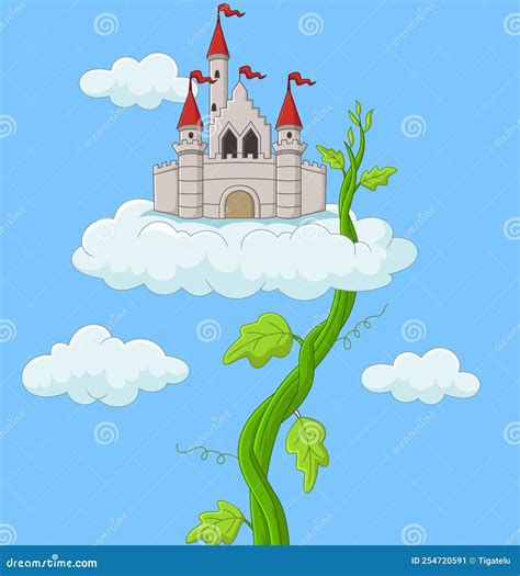 Castle with Bean Sprout in the Clouds Stock Vector - Illustration of ...