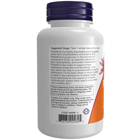 Now Foods Pantethine Double Strength Mg Kapsu Ek Sklep Naturawit