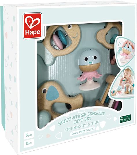 Hape Wooden Multi-Stage Sensory 5 PCs Gift Set - Nimnim Toys