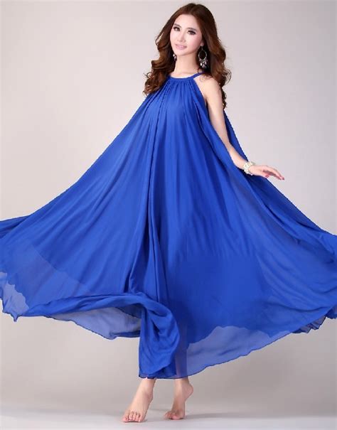 Royal Blue Long Evening Wedding Party Dress Lightweight Sundress Plus