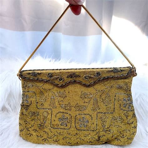 Antique BEADED Clutch PURSE 1920s French Steel Cut Gem