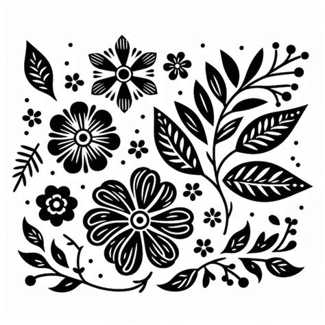 Premium Photo | Vector Black and white flower pattern